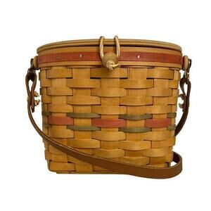 Vintage Carnation Baskets Handmade Wooden Basket Purse Shoulder Bag Crossbody